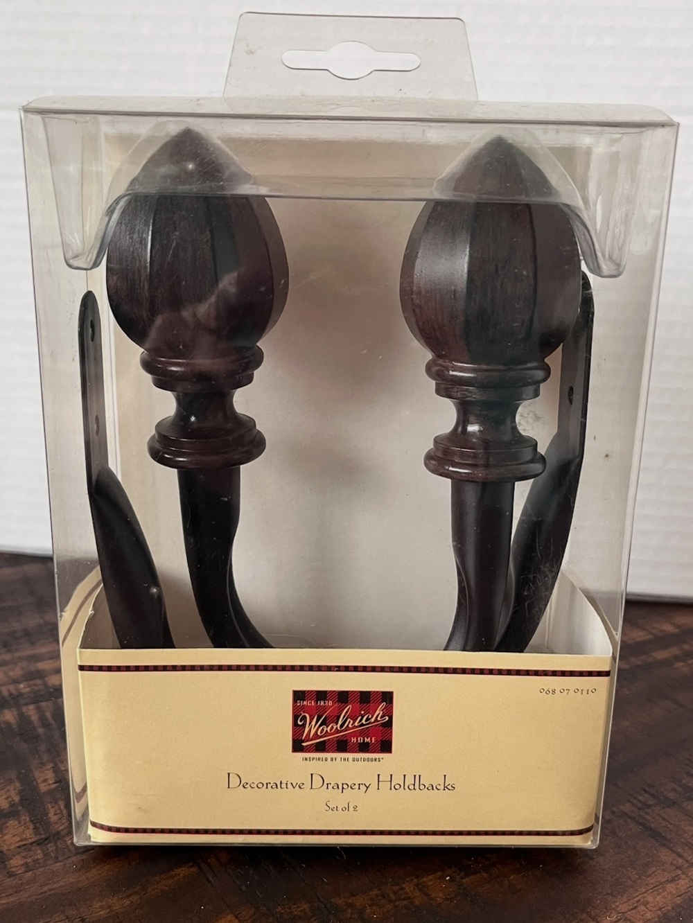 Woolrich Metal Curtain Holdback Hook / Drapery Tieback Brown Rustic NEW